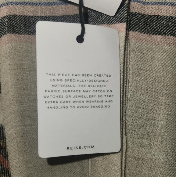 Nwt reiss Amira light ground check plaid button down in cream size 8 - Picture 10 of 14